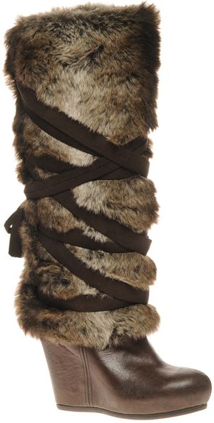  Aldo Dannis Long Wedge Faux Fur Boots 