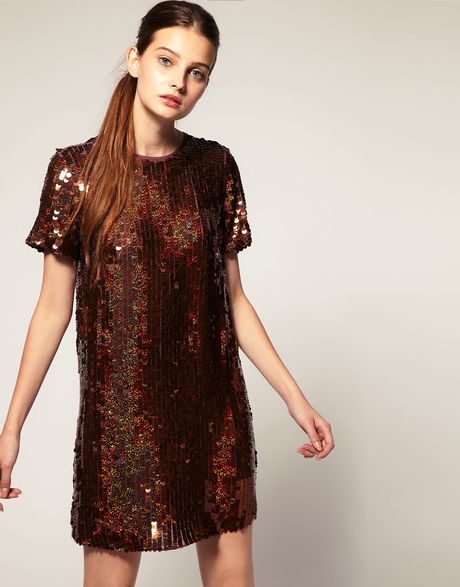 brown sequin gown