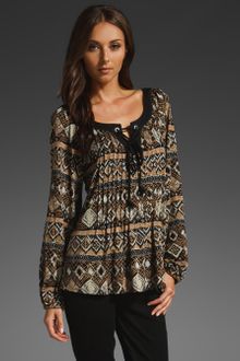 Plenty By Tracy Reese Contrast Yoke Peasant Blouse - Lyst