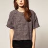 Asos Collection Asos Crinkle Check Shell Top in Gray (grey) - Lyst