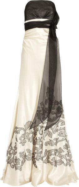 Kay Unger Embroidered Silk-satin Gown - Lyst