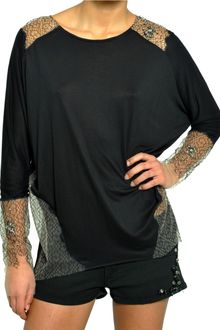 Amen Jersey T Shirt with Lace Patches and Crystal Embroidery - Lyst