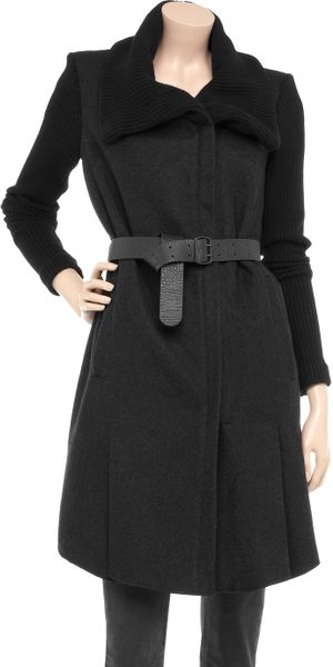 Helmut Lang Asymmetric Wool-blend Coat in Gray (black) | Lyst
