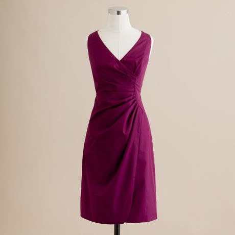crew Ramona Dress in Cotton Taffeta in Purple (spiced wine)
