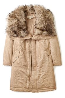 Michael by Michael Kors Long Coat with Faux Fur Collar - Lyst