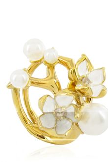 Shaun Leane Gold Plate Cherry Blossom & Pearls Ring - Lyst