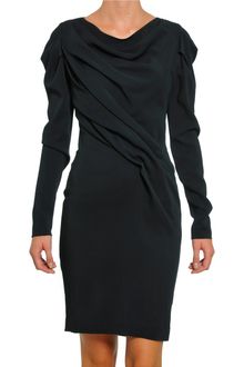 Space Long Sleeved Viscose Draped Dress - Lyst