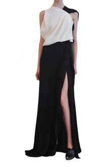 Yigal Azrouel Two Coloured Long Dress with Side Slit - Lyst