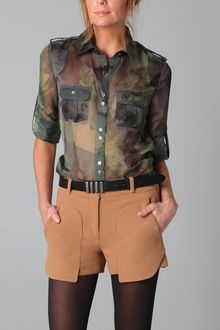 L.a.m.b. Print Tie Neck Blouse - Lyst