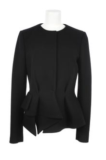 Proenza Schouler Wool and Elastane Waisted and Draped Black Jacket - Lyst