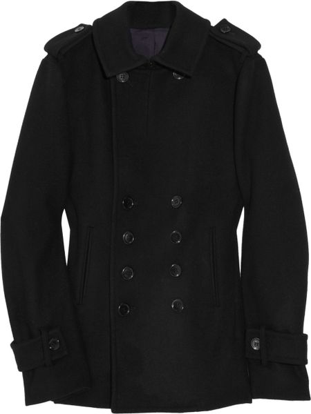 Y's Yohji Yamamoto Doublebreasted Wool Coat in Black - Lyst