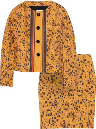  Printed Wool-blend Skirt Suit 