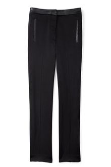 Tibi Black Skinny Tuxedo Trousers with Leather - Lyst