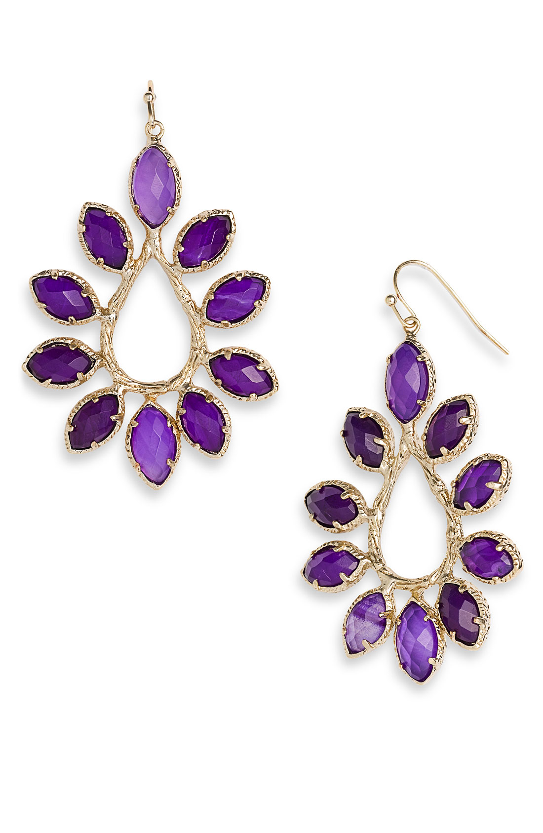 Kendra Scott Nyla Large Teardrop Floral Earrings in Purple (purple