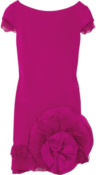 Notte By Marchesa Rosette-embellished Silk-crepe Dress - Lyst