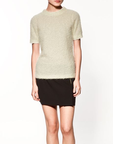 Zara Sweater with Short Sleeves in Beige (cream) | Lyst