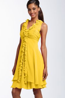 Donna Ricco Ruffle Silk Chiffon Dress - Lyst