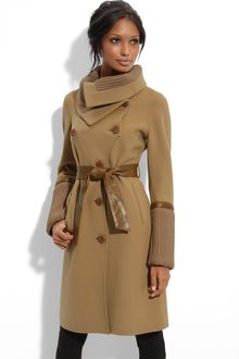 Mackage Leather & Crochet Trim Wool Coat - Lyst