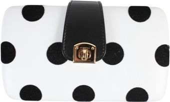 Sergio Rossi Leather Bicolored Polka Dots Clutch - Lyst