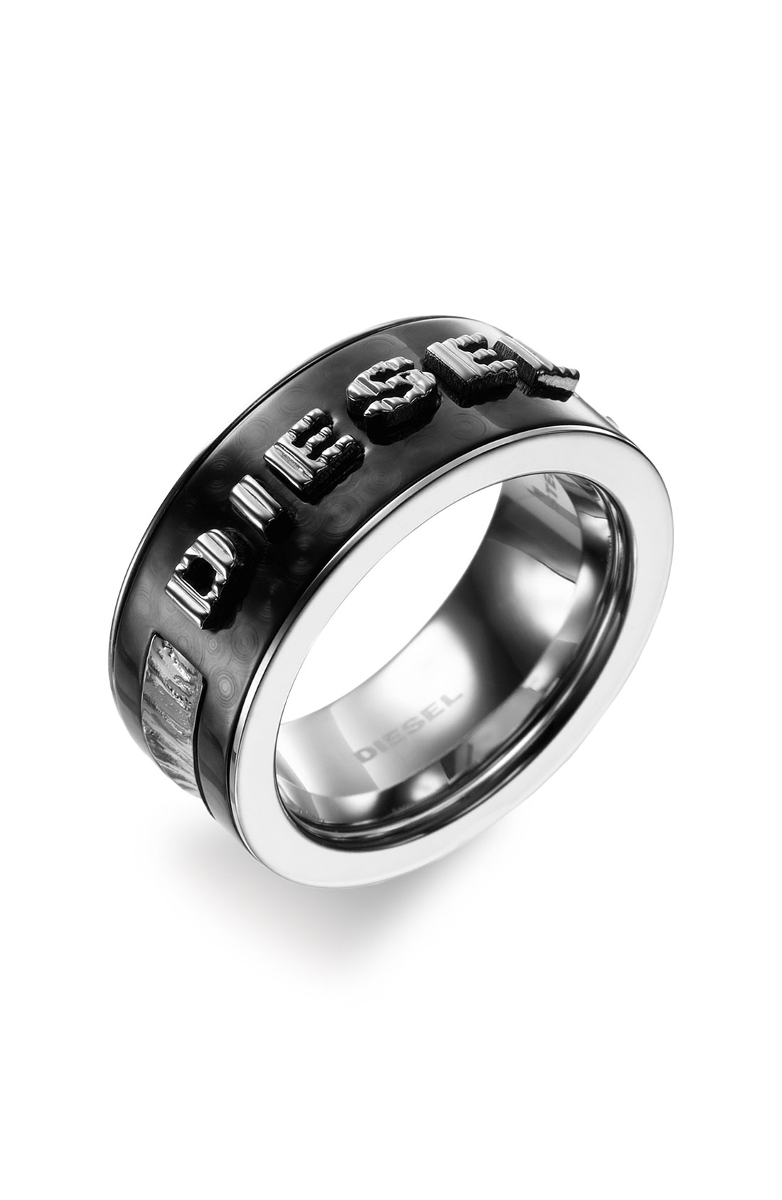 Diesel Logo Stainless Steel Ring in Black for Men | Lyst