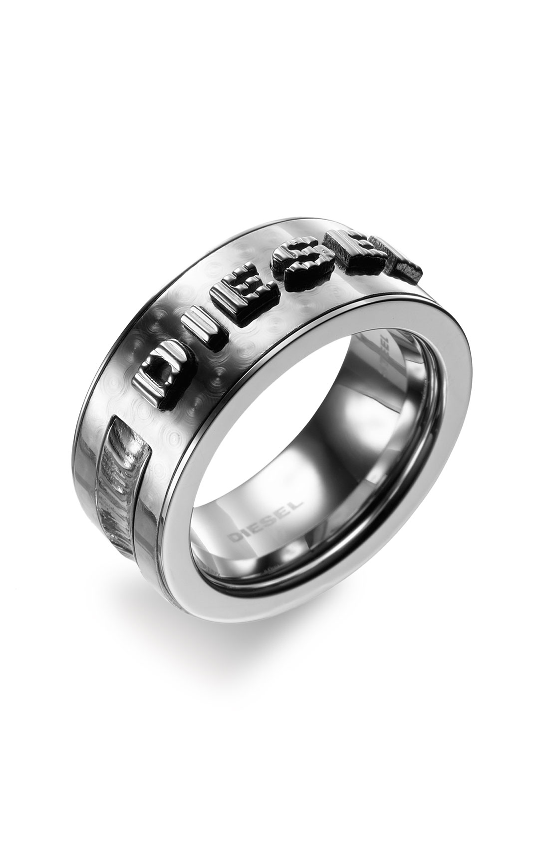 Diesel Logo Stainless Steel Ring in Silver for Men (silver/ gunmetal