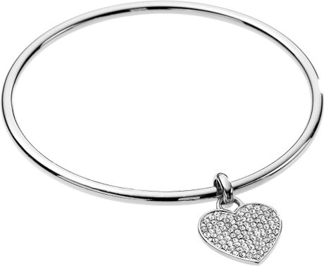 Michael By Michael Kors Pave Heart Bangle, Silver Color in Silver - Lyst