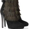 Sergio Rossi Fringed Suede Ankle Boots in Black - Lyst
