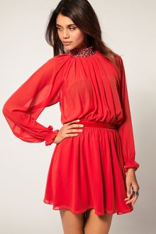 ASOS Collection Asos Dress with Embellished Neck - Lyst