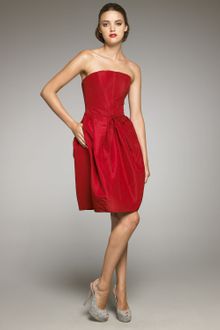 Carolina Herrera Strapless Silk Faille Dress - Lyst