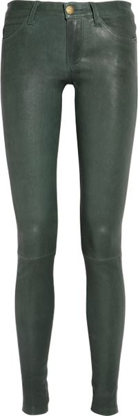 Current/elliott The Ankle Skinny Stretchleather Pants in Green (emerald) - Lyst