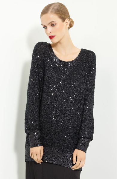 Donna Karan New York Collection Sequin Cashmere Tunic in Black - Lyst