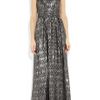 Halston Heritage Halterneck Metallic Silkblend Jacquard Gown in Silver - Lyst