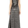 Halston Heritage Halterneck Metallic Silkblend Jacquard Gown in Silver - Lyst