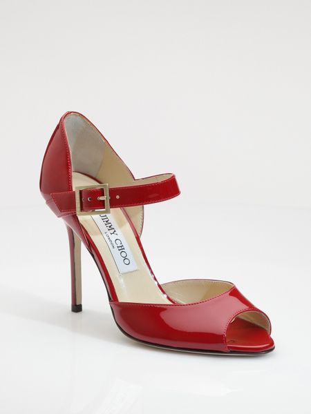 Jimmy Choo Patent Leather Mary Jane Pumps In Red Lyst