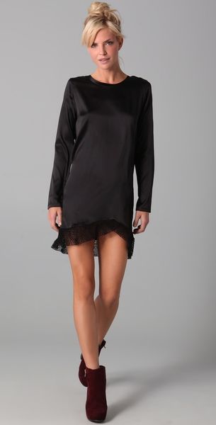 Nightcap Clothing Fishnet Silk Dress in Black - Lyst
