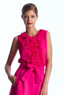 Oscar de la Renta Ruffle Front Blouse - Lyst