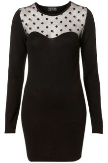 Topshop Knitted Spot Mesh Dress - Lyst