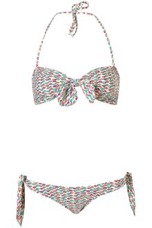 Topshop Bow Print Bandeau Bikini - Lyst