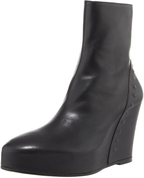 ann demeulemeester leather wedge ankle boots