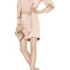 Halston Heritage Belted Silksatin Shirt Dress in Pink - Lyst