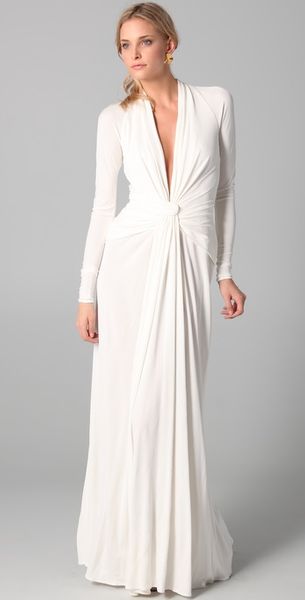 Issa Long Sleeve Open Back Gown - Lyst