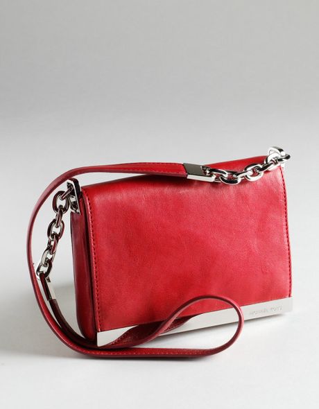 Michael By Michael Kors Julian Shoulder Flap Purse in Brown (red) - Lyst