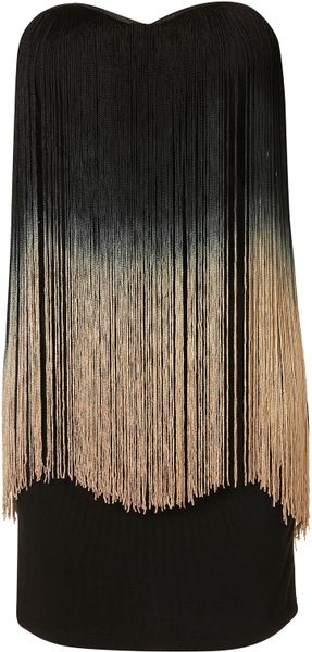 Topshop Fringe Bandeau Dress By Rare** in Black - Lyst
