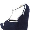 Yves Saint Laurent Twotone Wavywedge Tstrap in Blue (white) - Lyst