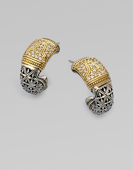 Konstantino Sterling Silver & 18k Gold Diamond Jhoop Earrings in Gold (silver) - Lyst