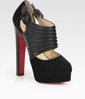 Christian Louboutin Bye Bye Leather and Suede Cutout Ankle Boots - Lyst