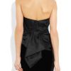 Marchesa Pleated Satin Bustier in Black - Lyst
