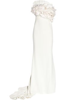 Marchesa Silk-crepe Ruffled Column Gown - Lyst