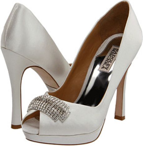 Badgley Mischka Julia  White Satin in White - Lyst