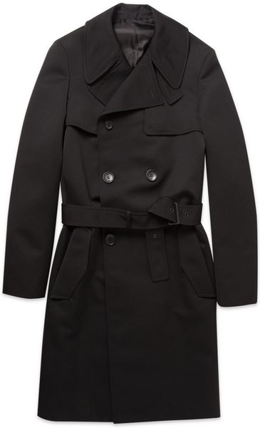 Balenciaga Wool Gabardine Trench Coat in Black for Men - Lyst